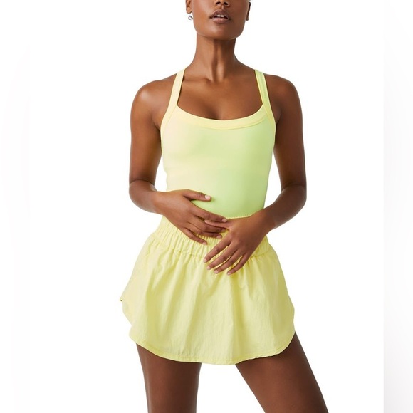 Free People Movement Way Home Skort Romper in yellow size small 💛 - Picture 1 of 5